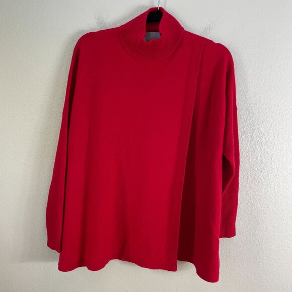 Pure Collection Womens 6 Red 100% Cashmere Turtleneck Sweater Long Sleeve Boxy - Picture 8 of 12